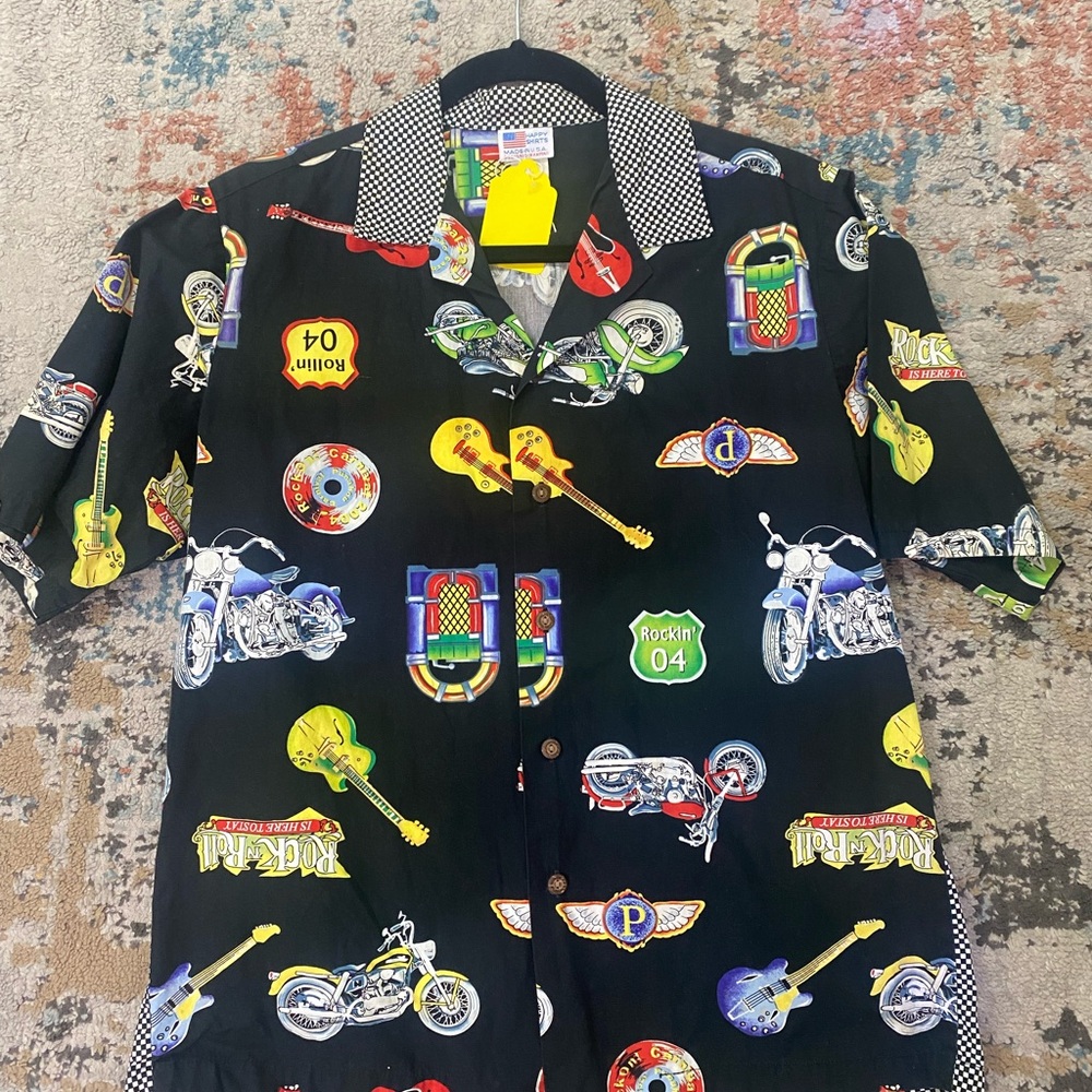 Rock N Roll themed Hawaiian shirt